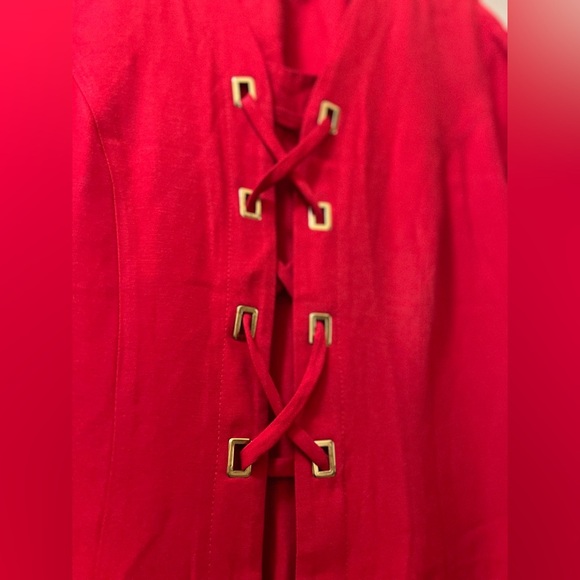 ⚪️ Mascara Elegant Red Women's Dress with Fun Detail and Gold Accents Size 14 - Picture 2 of 10